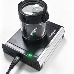 Smokus Focus Eclipse 2.0 display jar on the Flight Deck wireless charging base